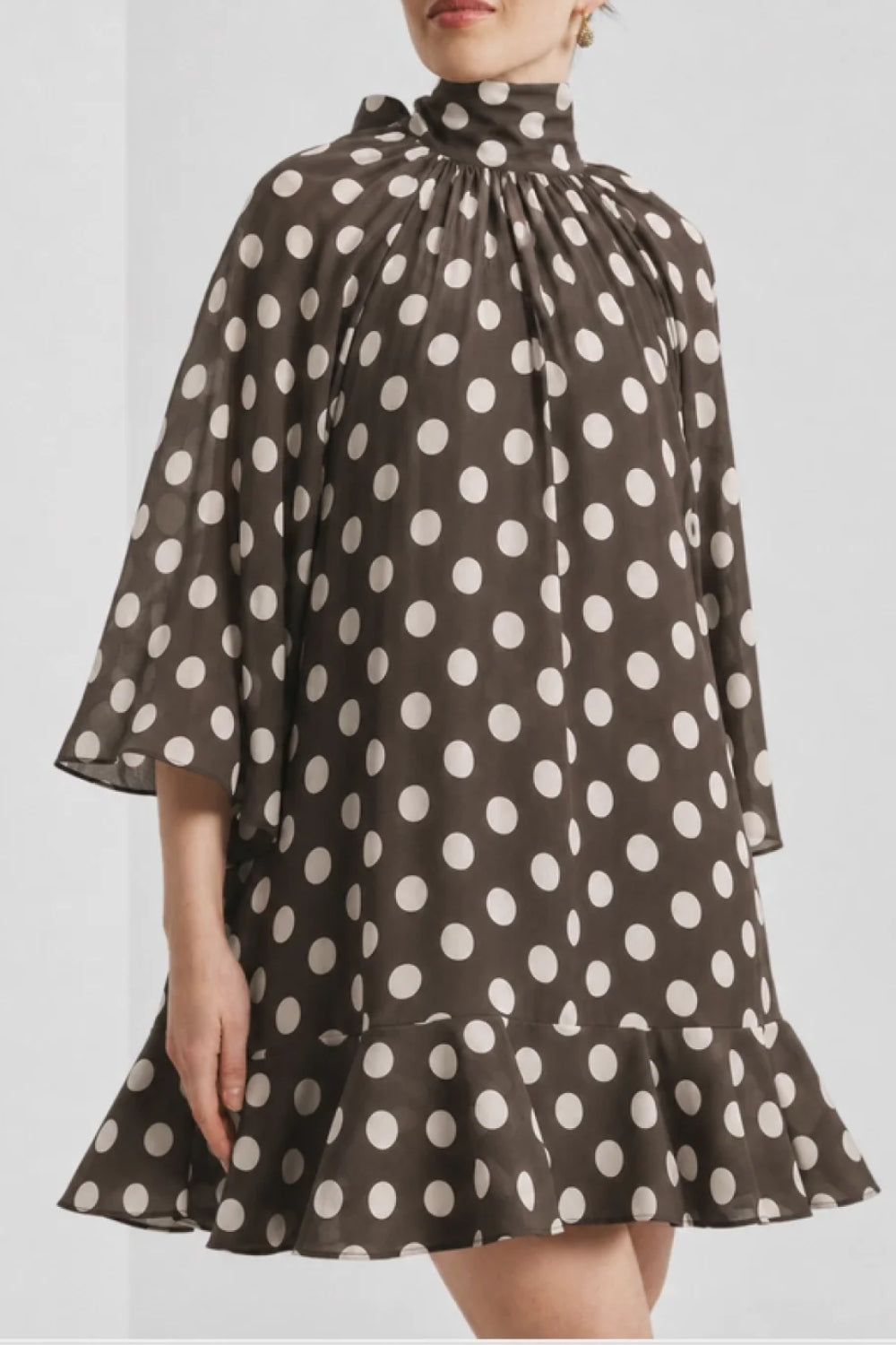 Striped Organza Shift Dress Dots