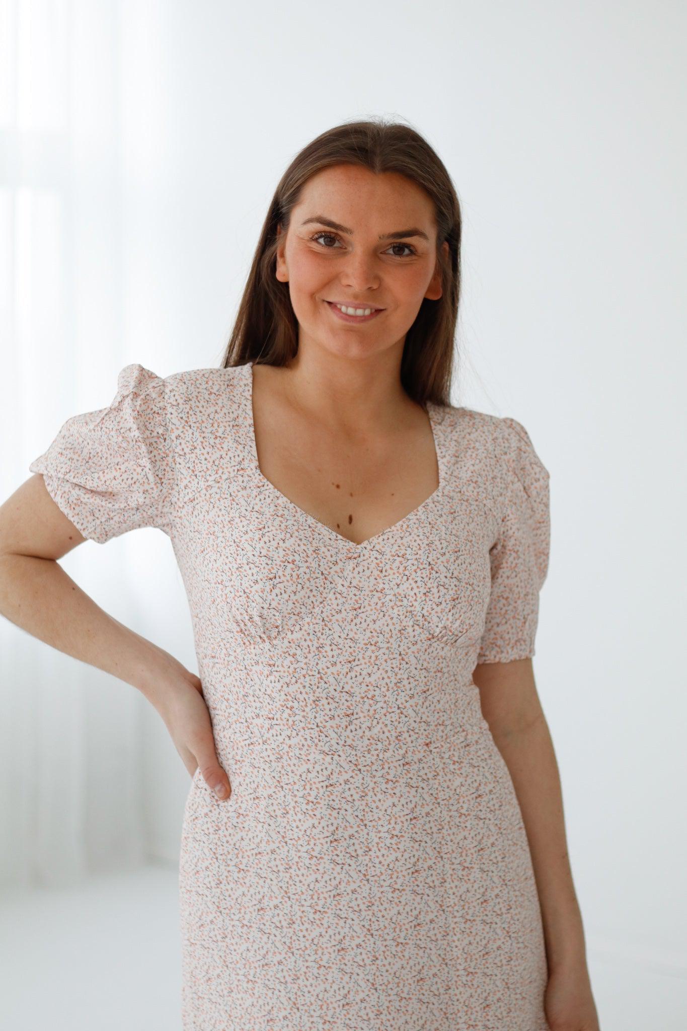 Sienna-Split-Dress-Peach-Flower-Print-4