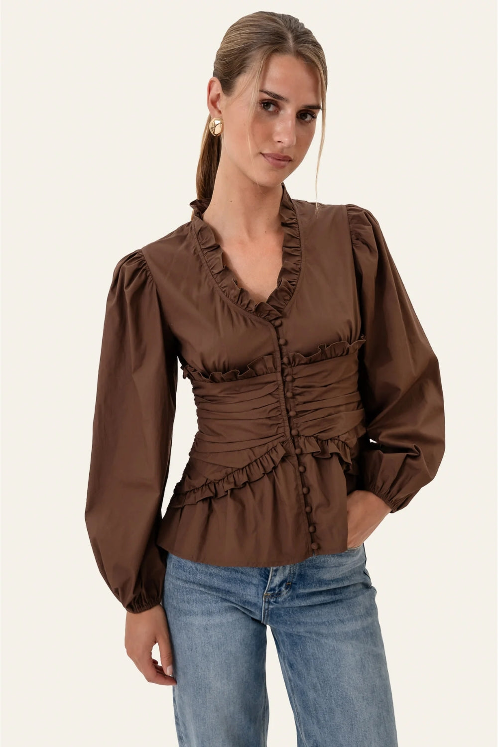 ArielIC LS Blouse Brown