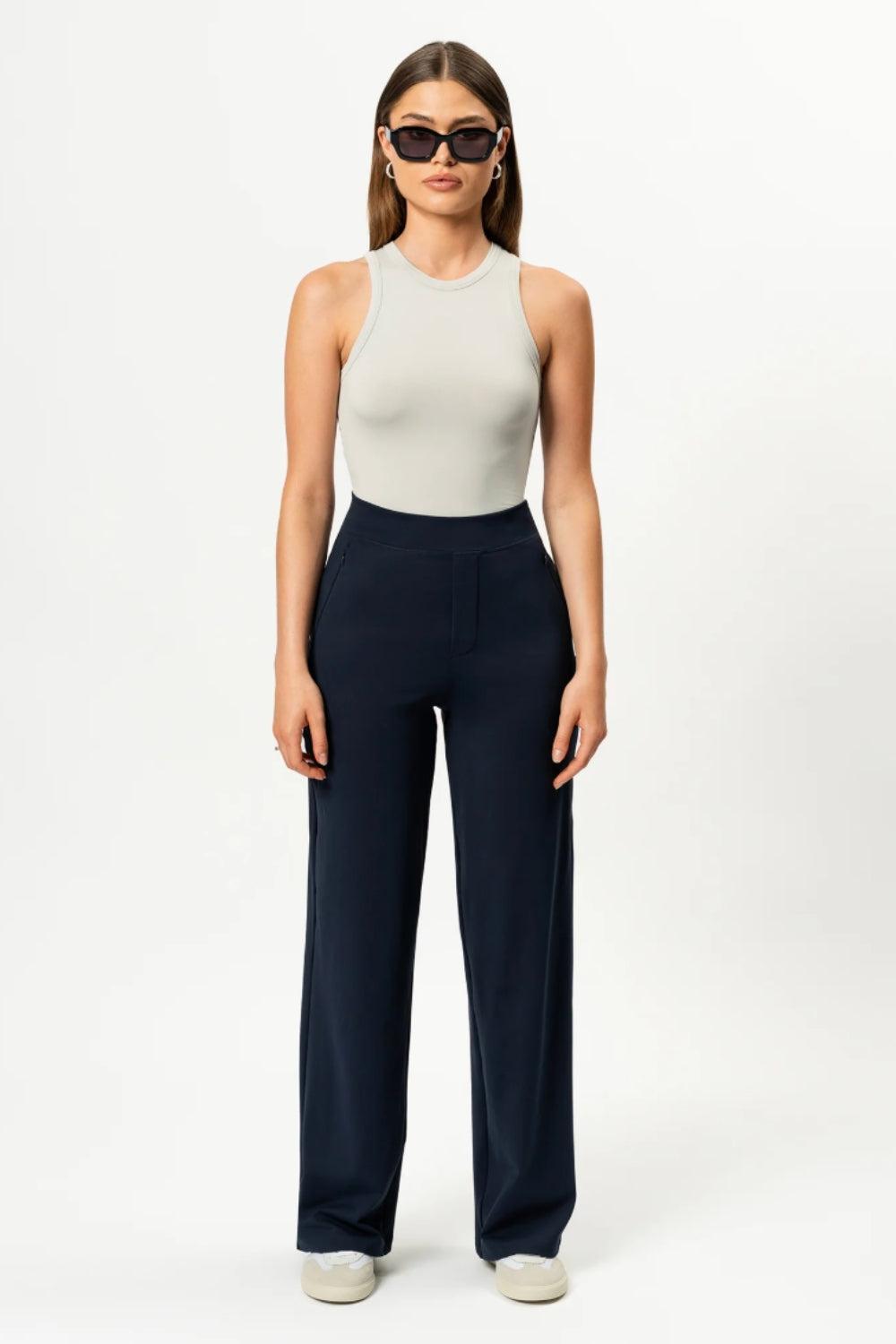 Asana Relaxed Straight Pant Dark Navy Long 32"
