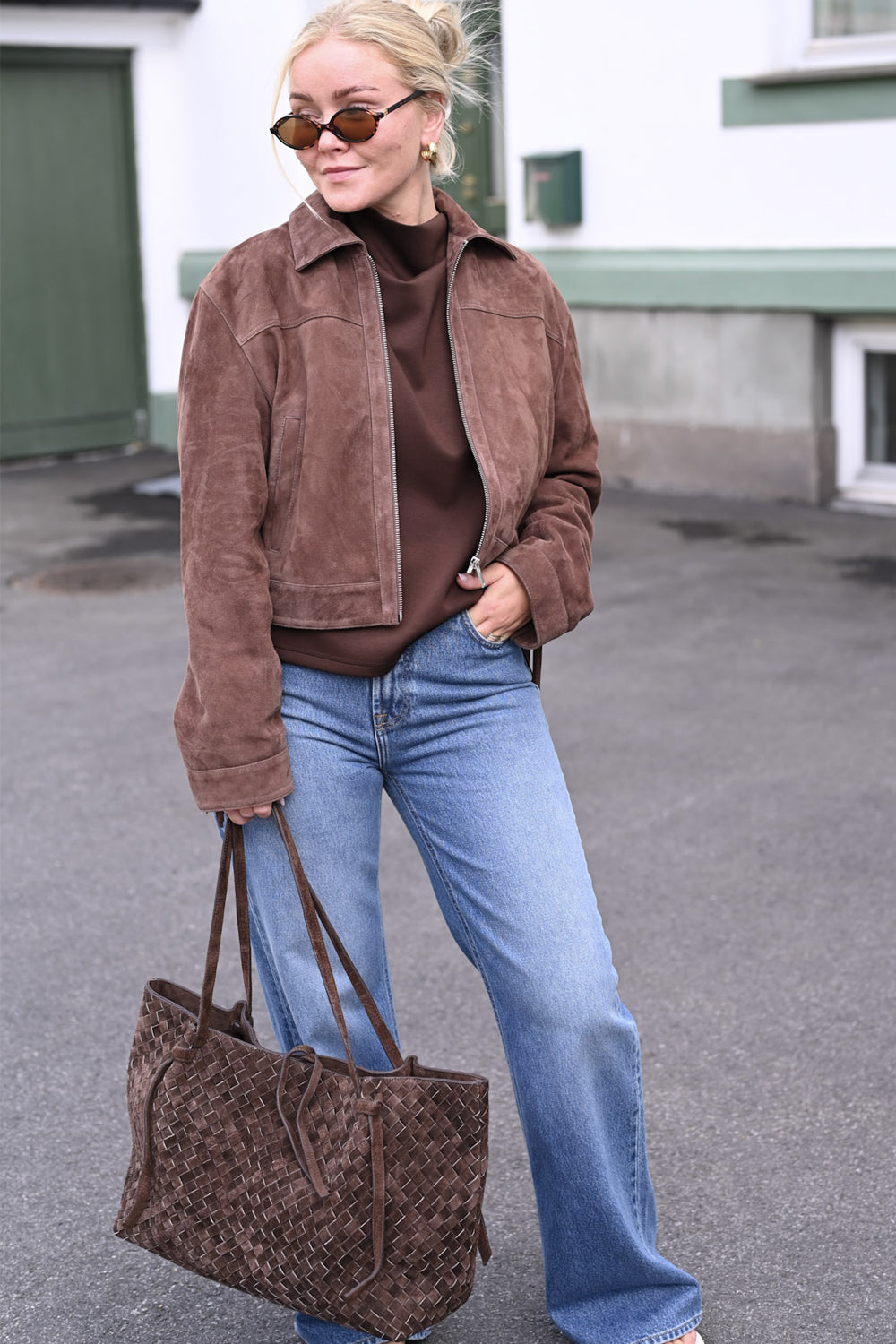 Liandra Gritty Woven Leather Oliven