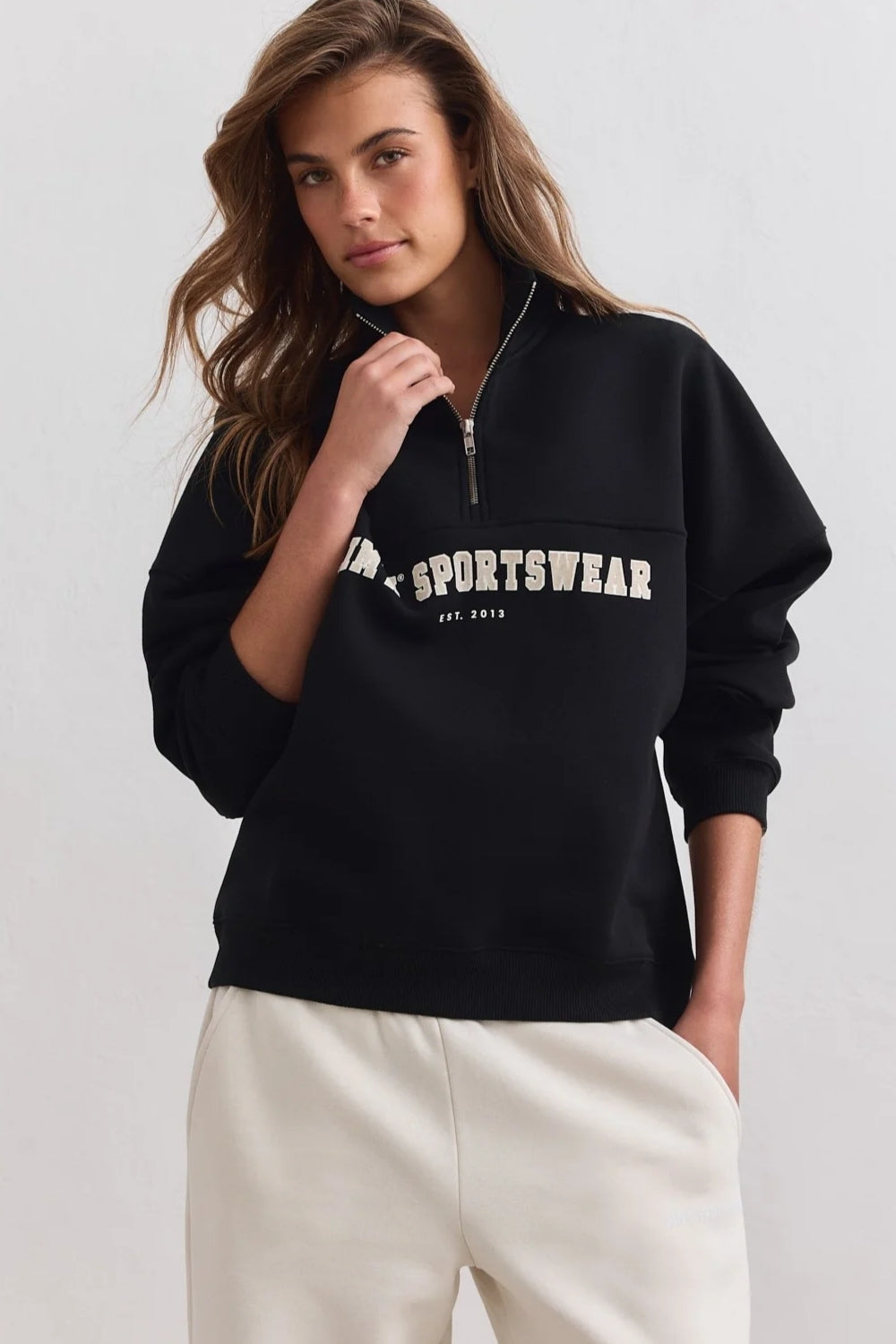 Varsity Sweat Half Zip Black