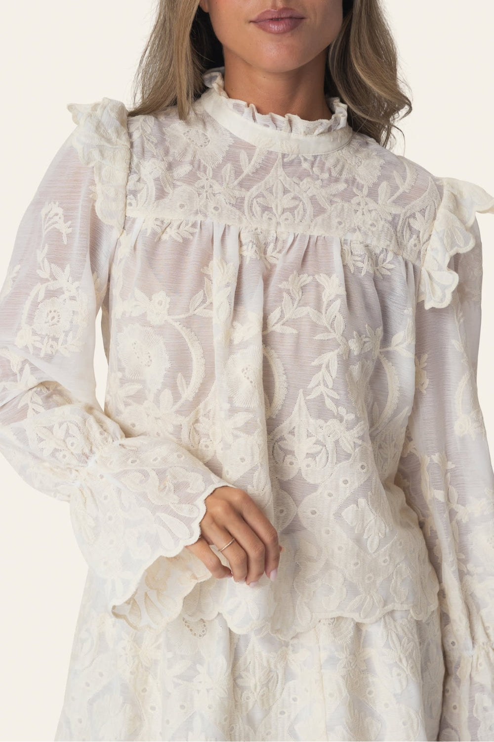 EllinorIC Lace Shirt Vintage White