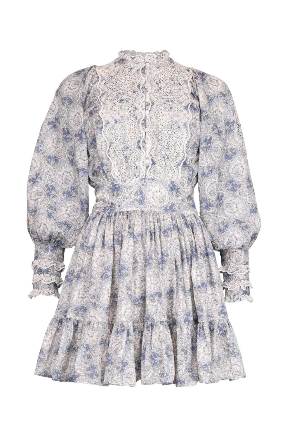Cotton Slub Mini Dress Blue Paisley