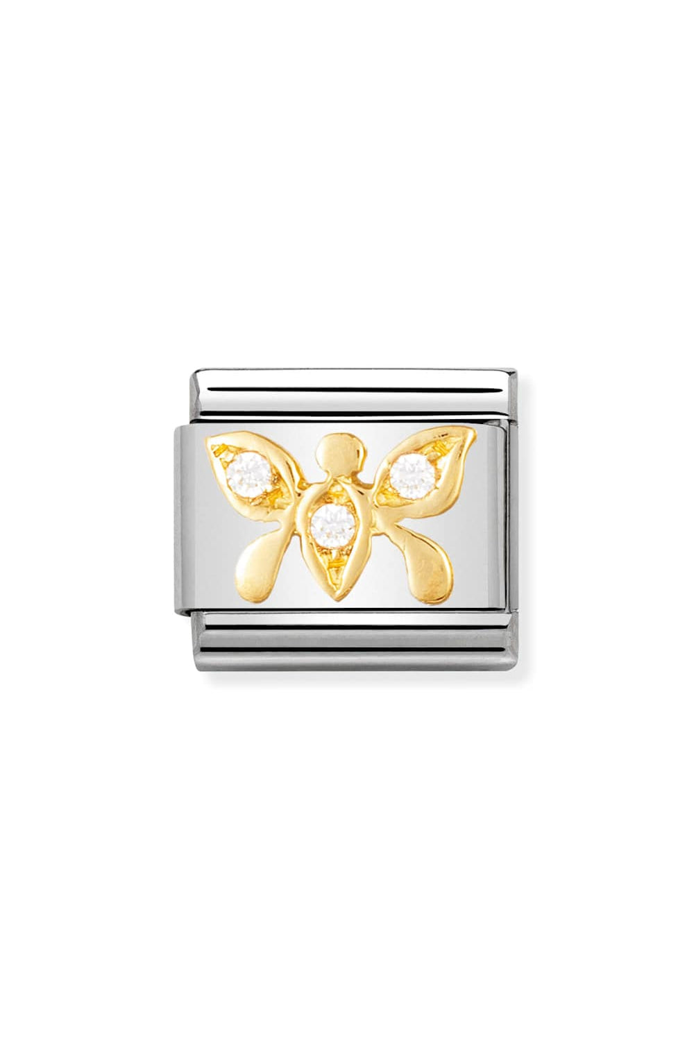 NATURE 18k gold and CZ White Butterfly