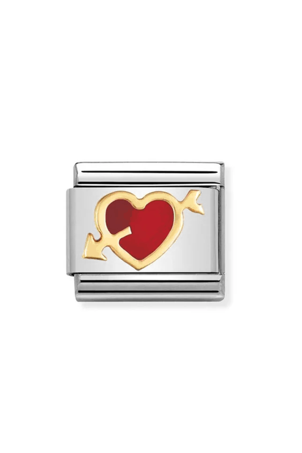 18K Gold, Enamel Red Heart with Arrow