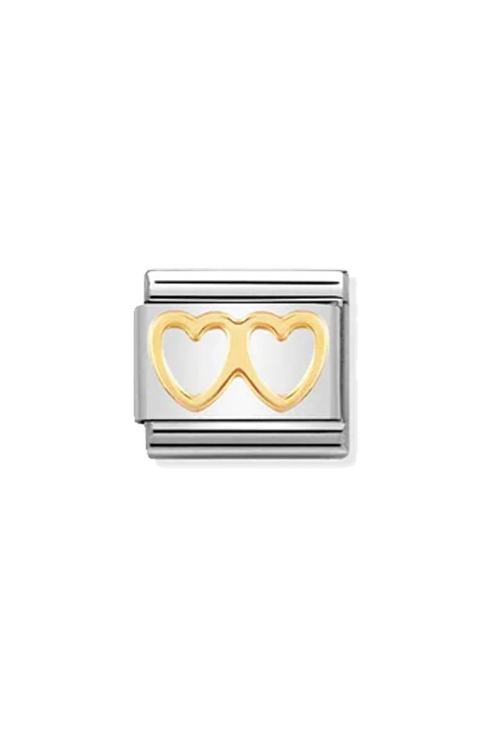 18k Classic Link Double Hearts Gold