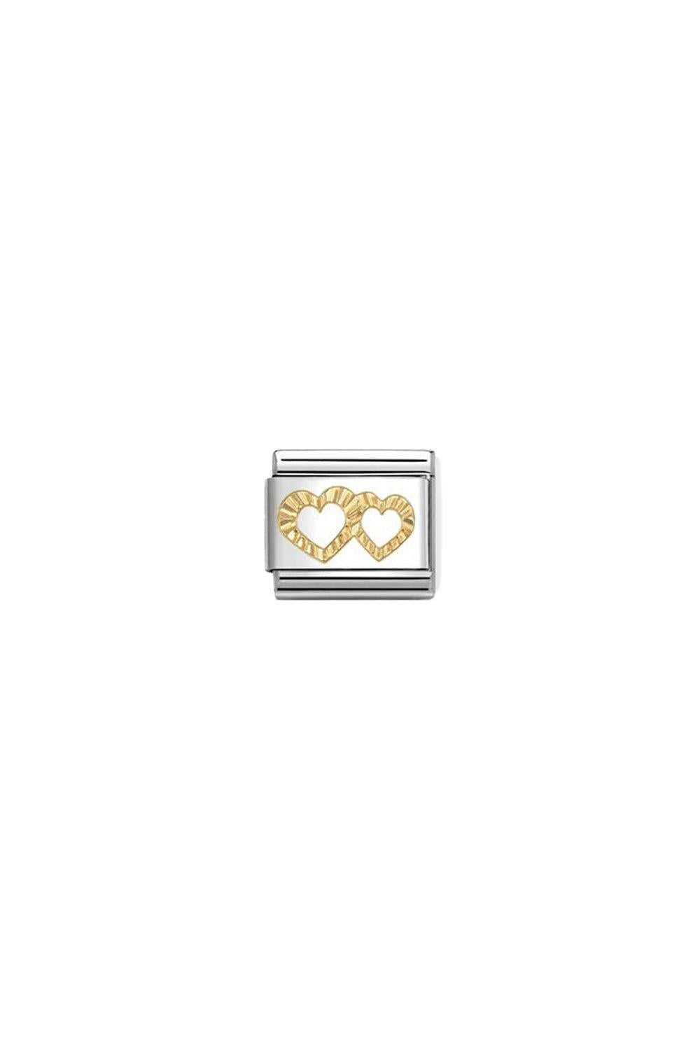 18k Gold Double Diamond Coated Hearts