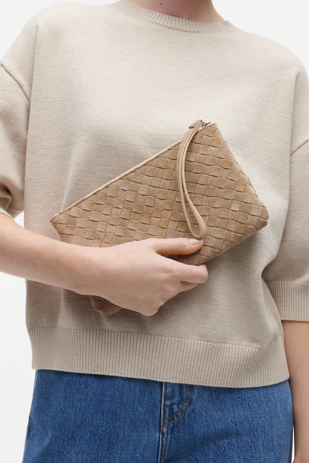 Lia Gritty Woven Leather Olive