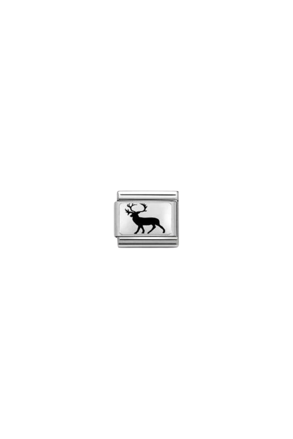 Exclusive Plate In Steel And 925 Sterling Silver Stag