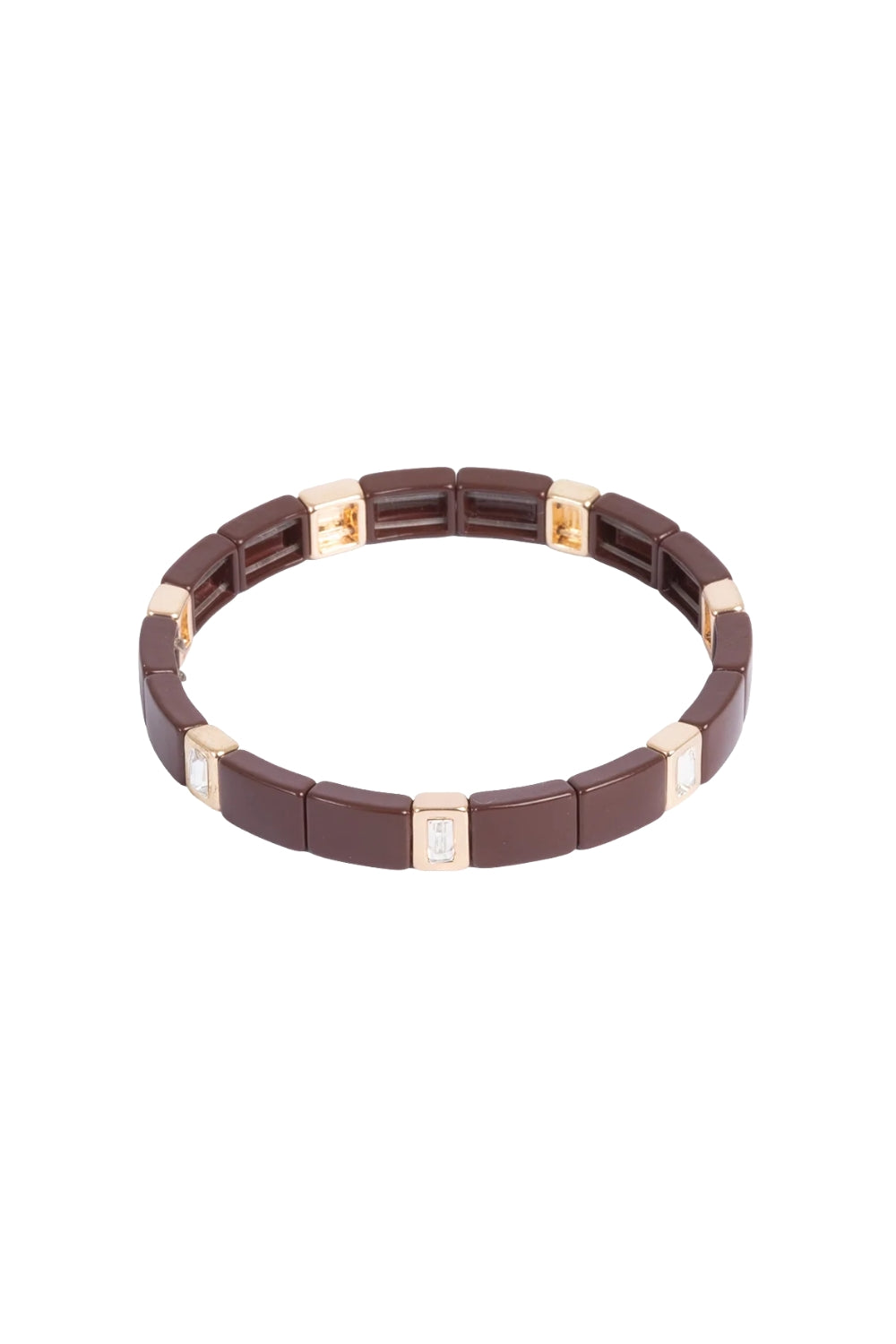Enamel Tile Choco Brown Crystal Bracelet