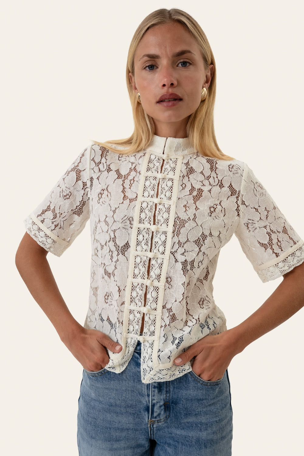 LiljaIC SS Shirt Off White Lace