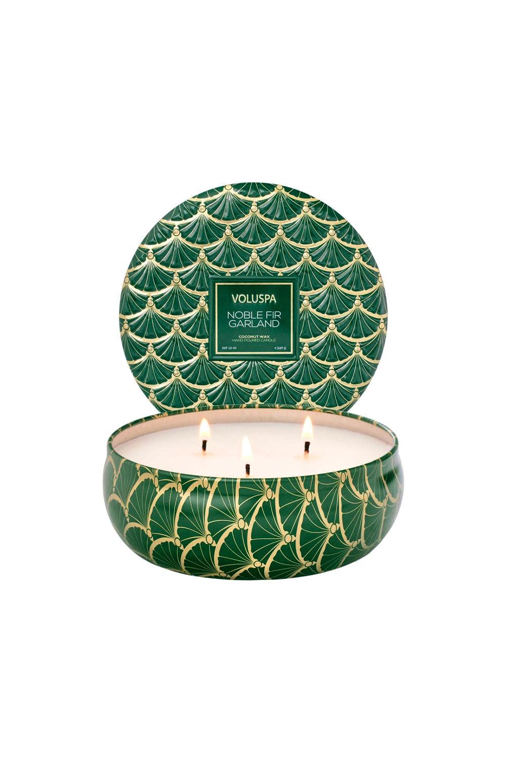 3 wick tin candle noble fir