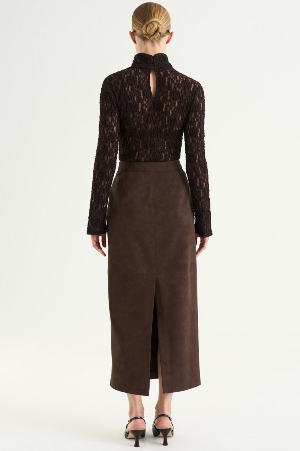 Yara Faux Suede Skirt Mocha Brown