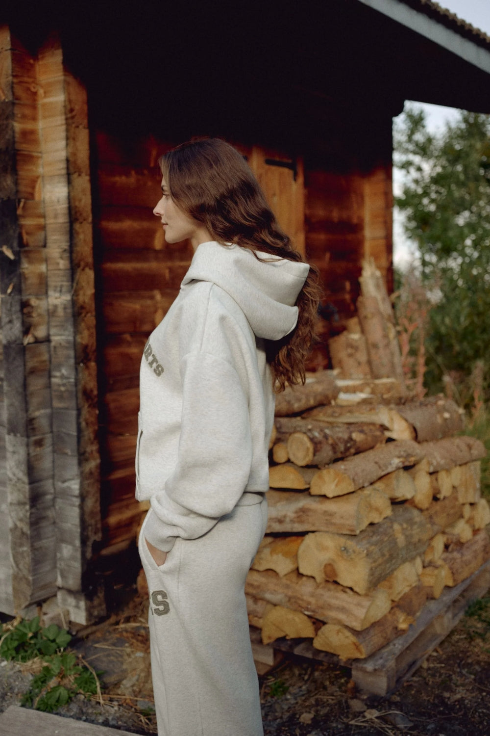 W. CS Hoodie Grey Melange w. Khaki