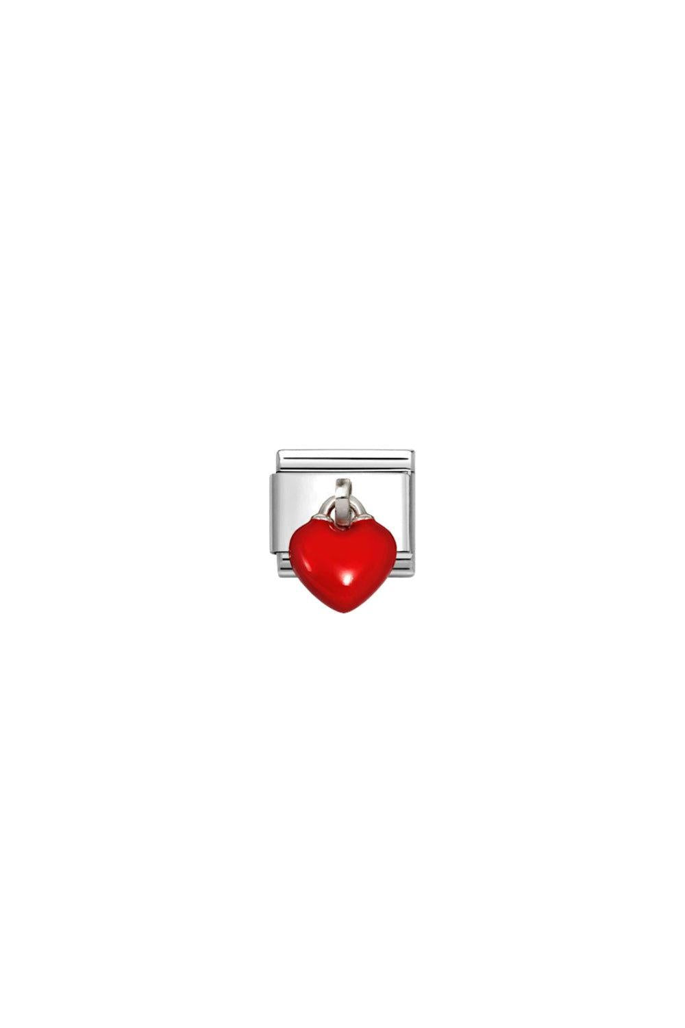 3D Charms Stainless Steel & 925 Sterling Silver Red Heart