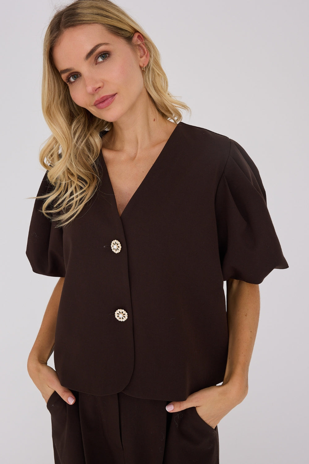 Christa Pearl Jacket Dark Brown