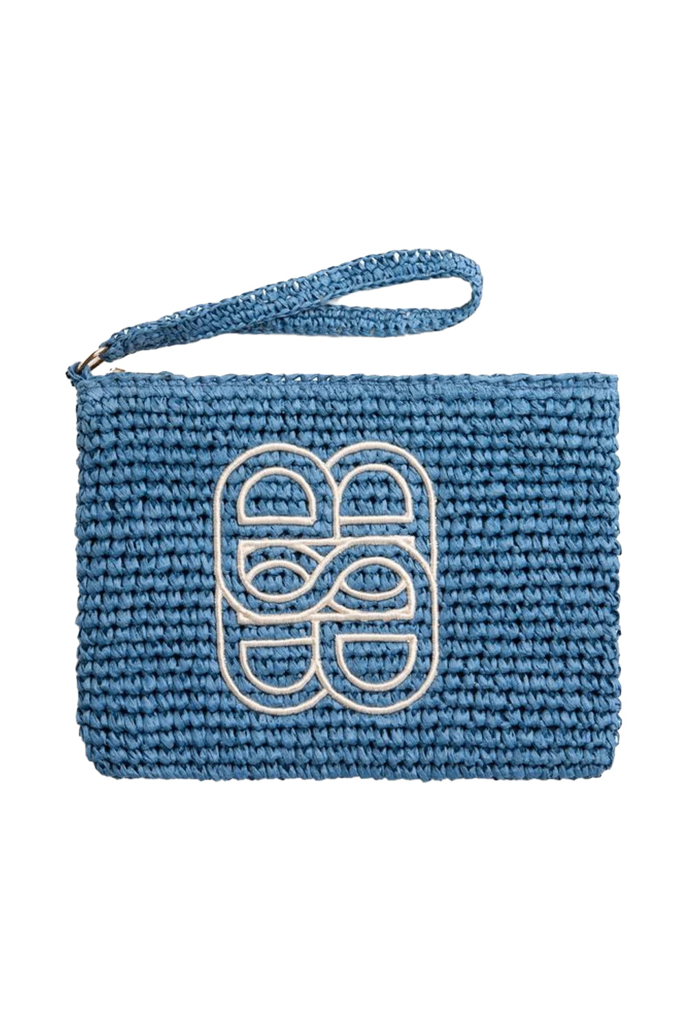 Mim Straw Clutch Blue