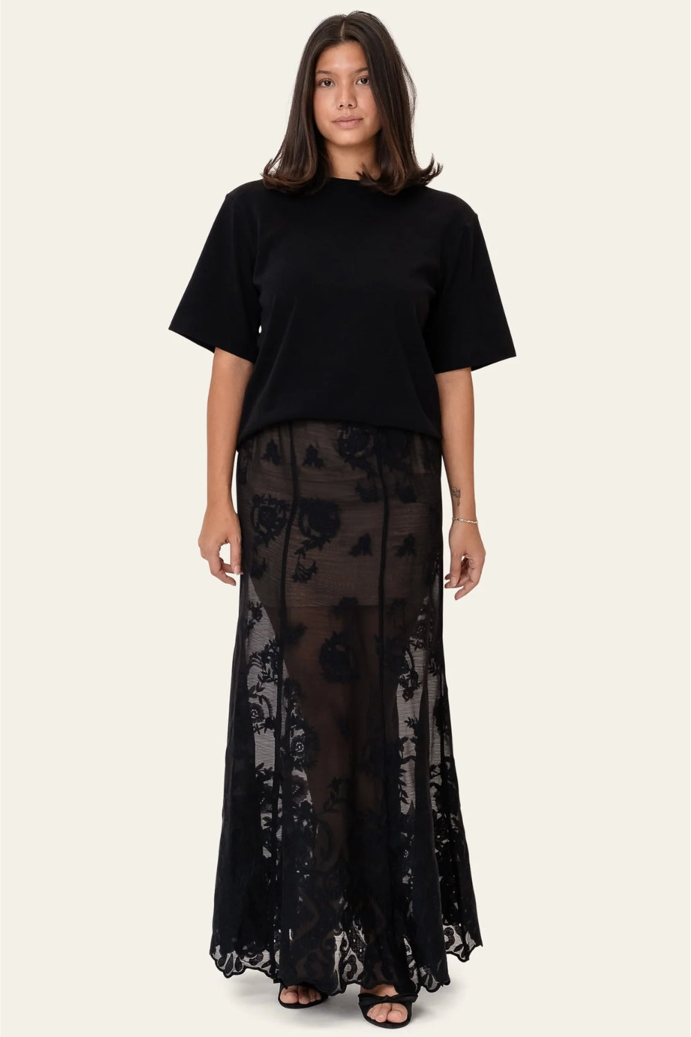 EllinorIC Lace Maxi Skirt Vintage Black