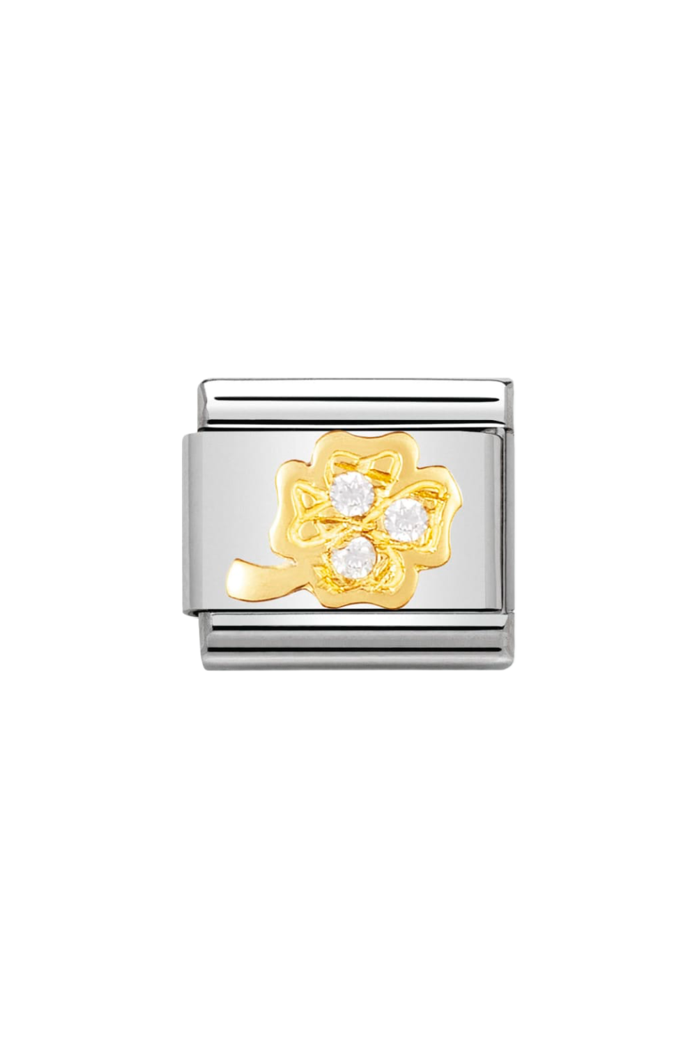 FUN 18K Gold & CZ White Four-Leaf Clover
