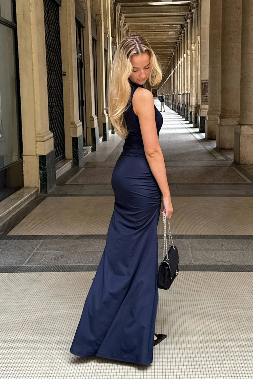AndreaIC Satin Dress Navy