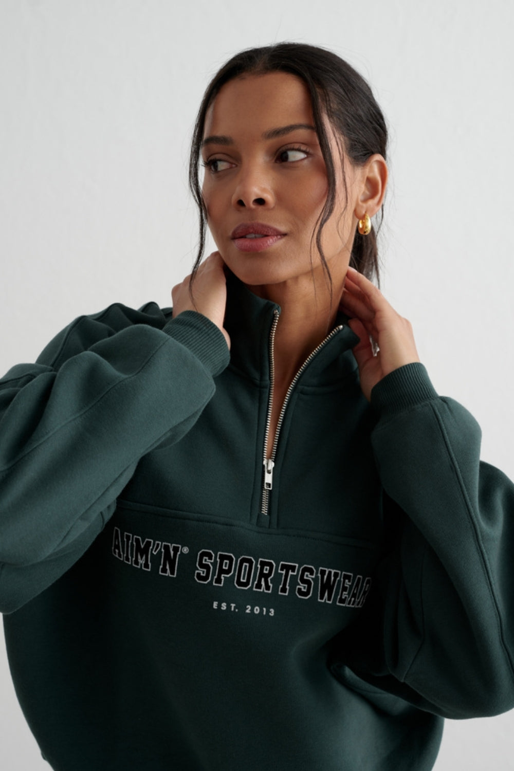 Varsity Sweat Half Zip Deep Emerald
