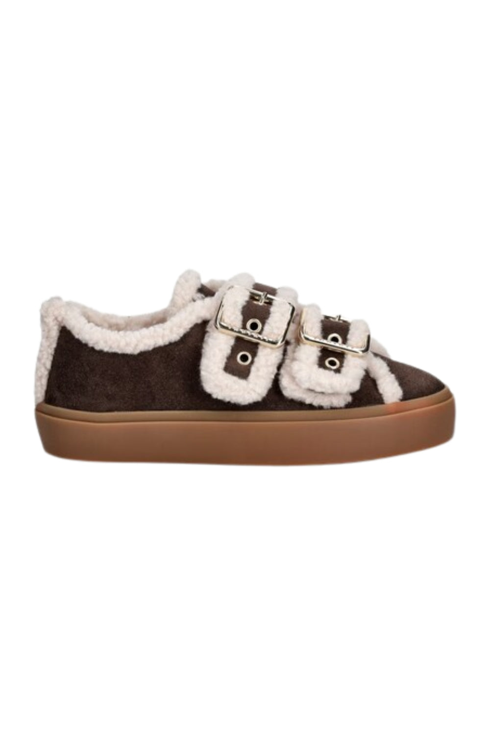 Shearling Low Velcro Buckle Dark Brown