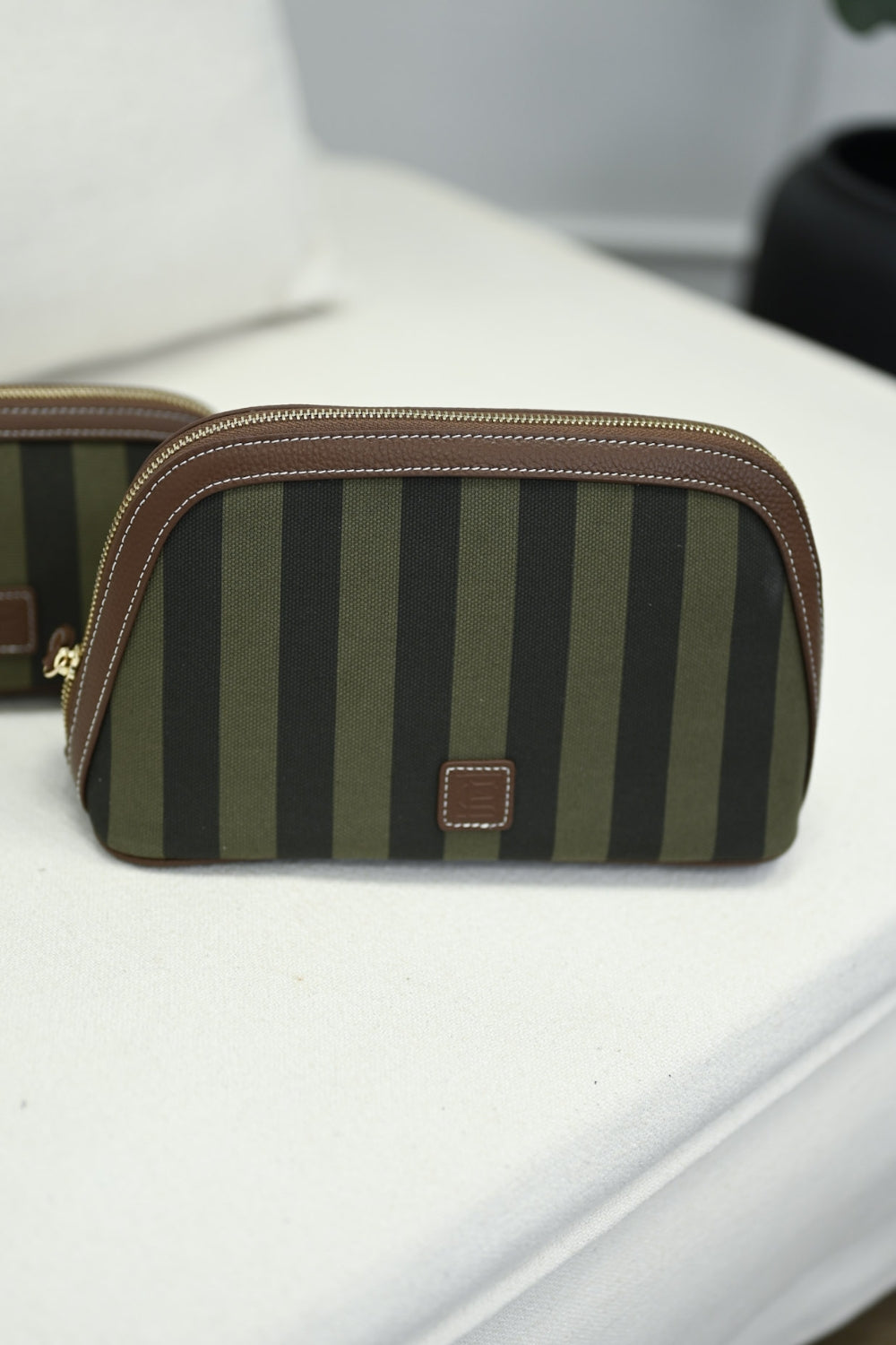 Cosmetic Pouch Large Green Stripe