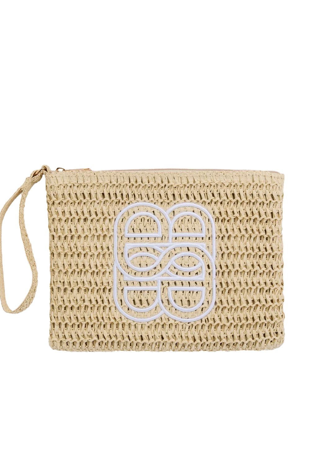 Mim Straw Clutch Beige