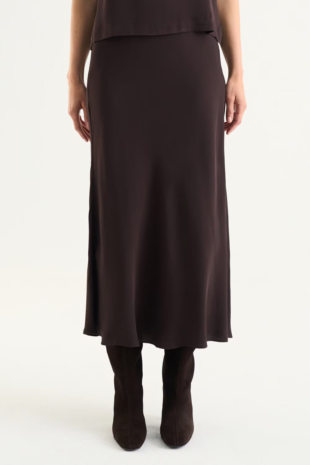 Tyne Satin Skirt Mocha Brown