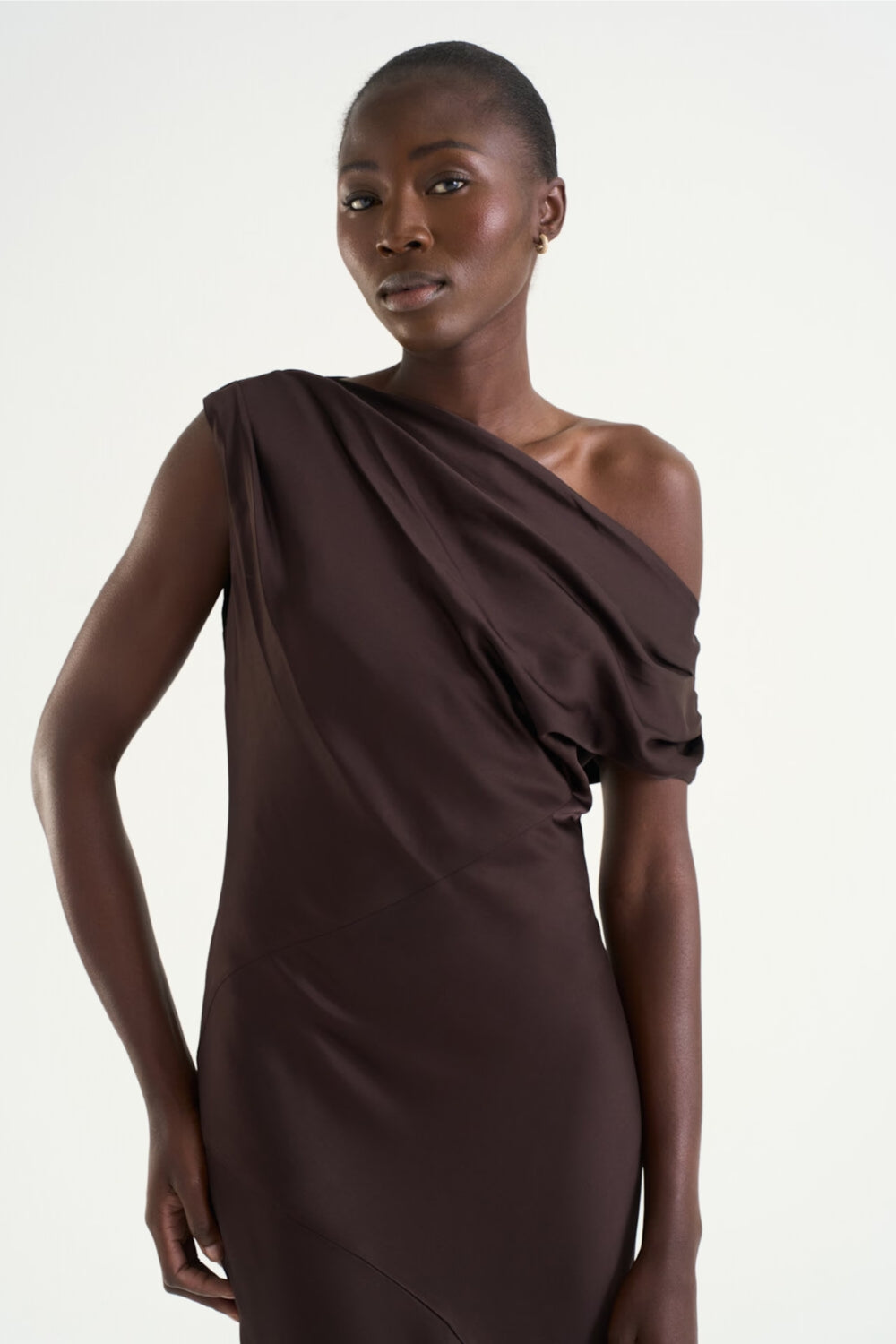 Vanessa Satin Dress Mocha Brown