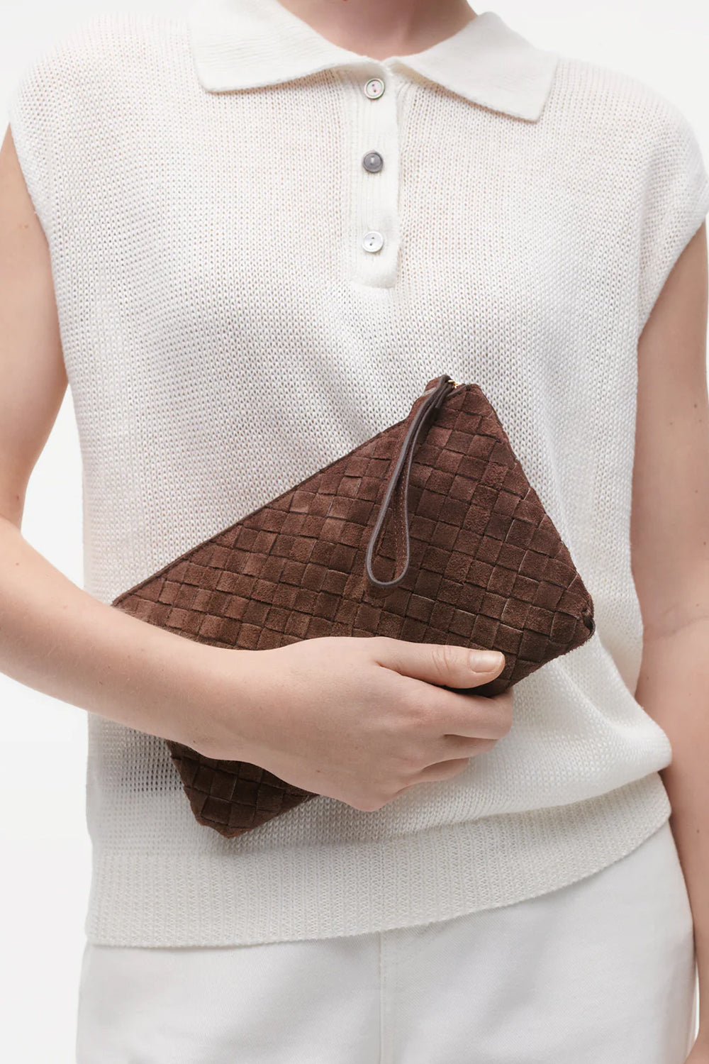 Lia Gritty Woven Leather Mud Brown