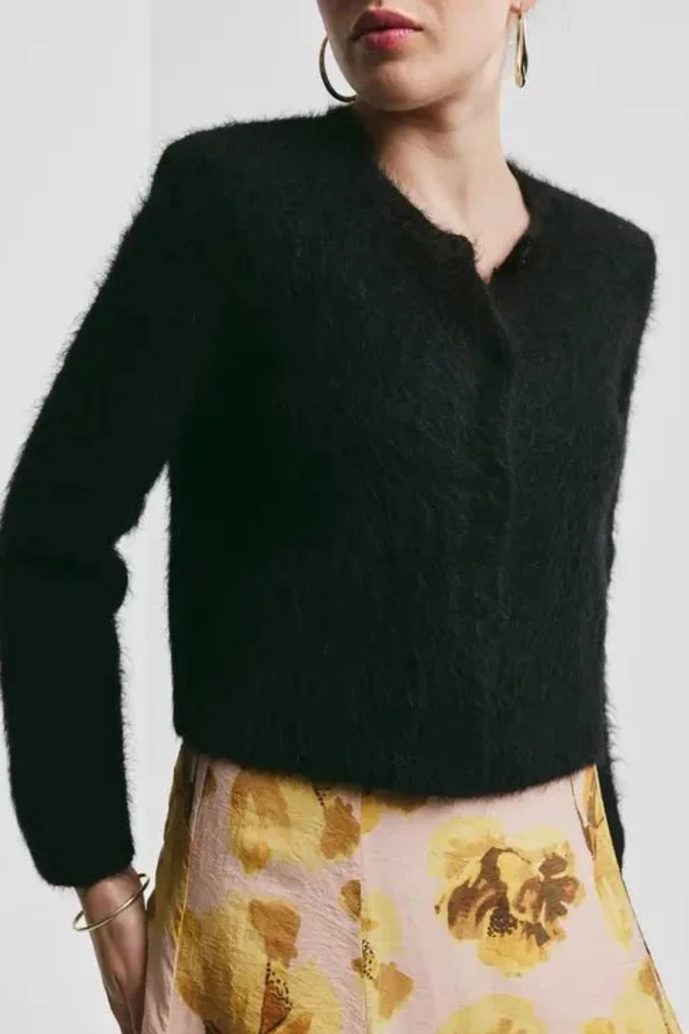 Hairy Knit Jacket Black
