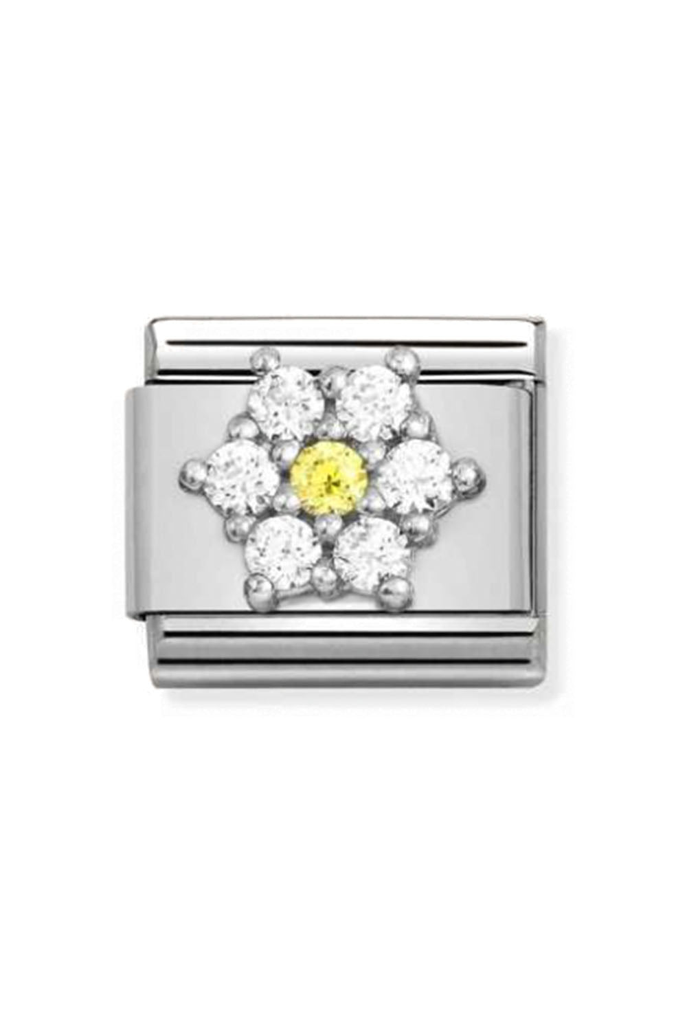 Symbols 925 Sterling Silver and CZ White and Yellow Flower