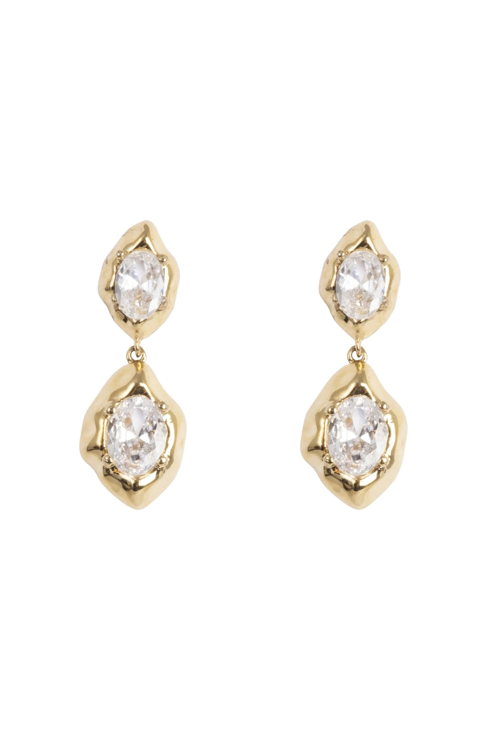 Double Crystal Earrings Steel 14K