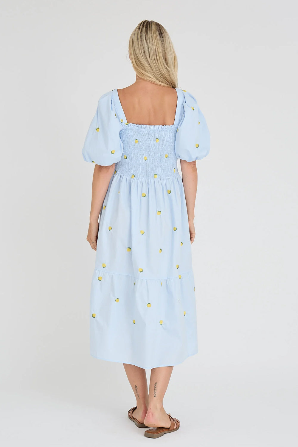Cheri fruit dress Blue /yellow