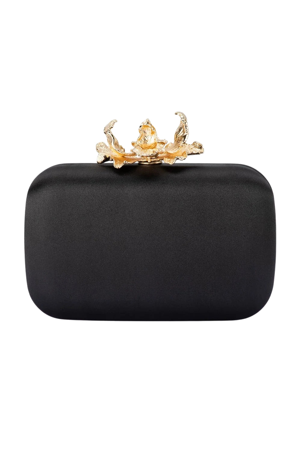 Adele Orchid Lock Clutch Black