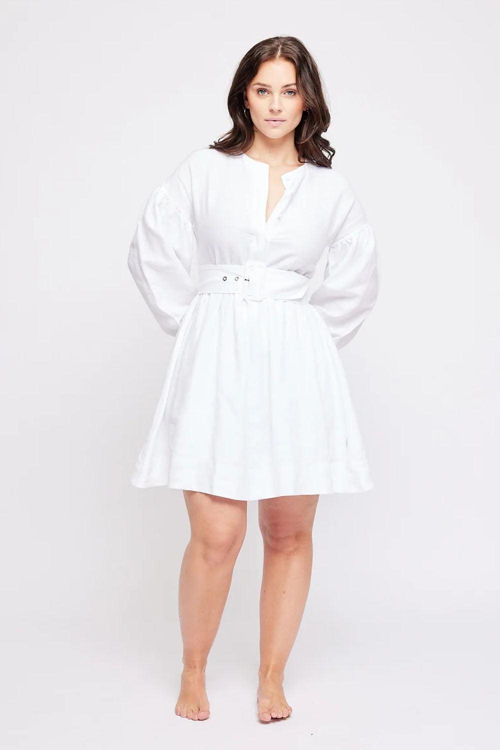 Aino Linen Dress White