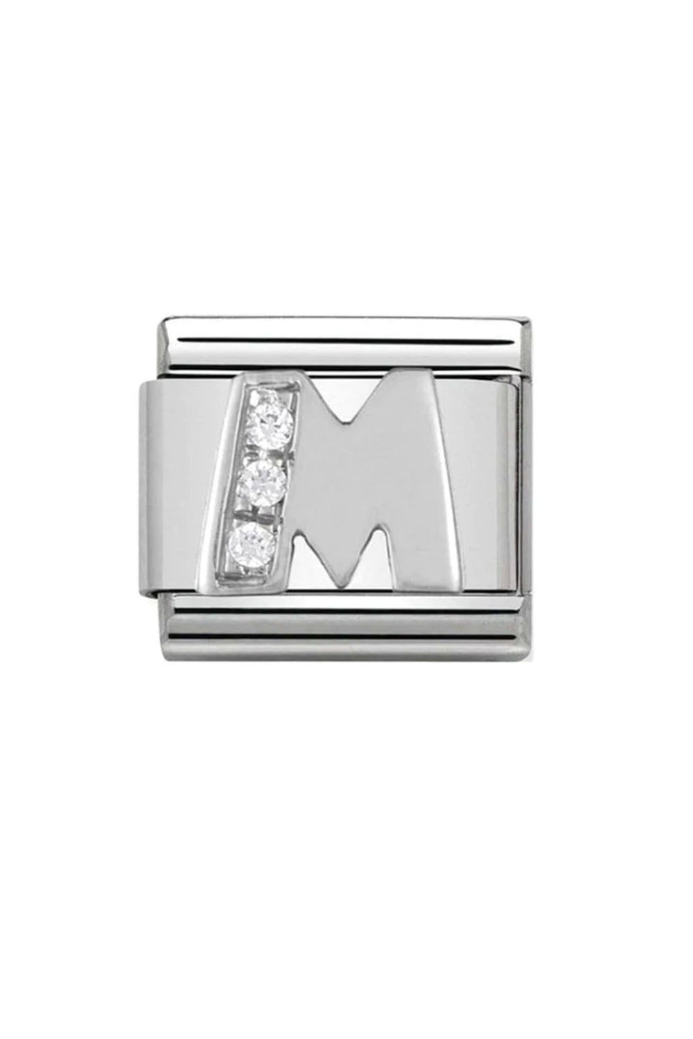 Alphabet 925 sterling Silver with CZ M