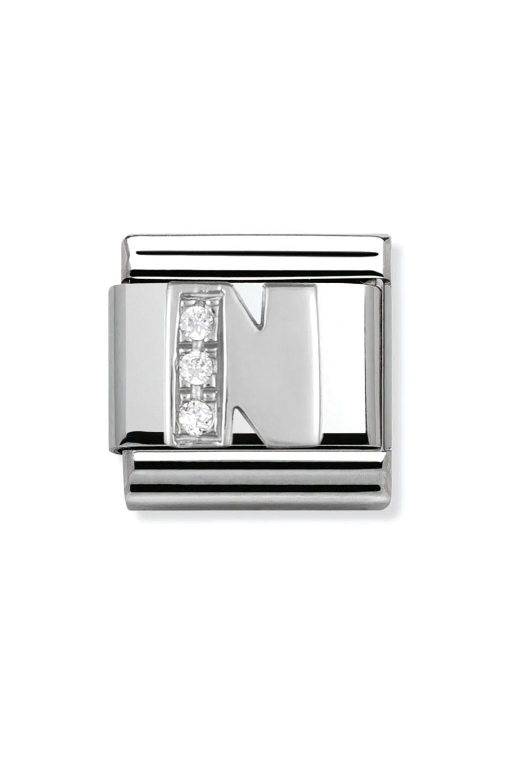 Alphabet 925 sterling Silver with CZ N
