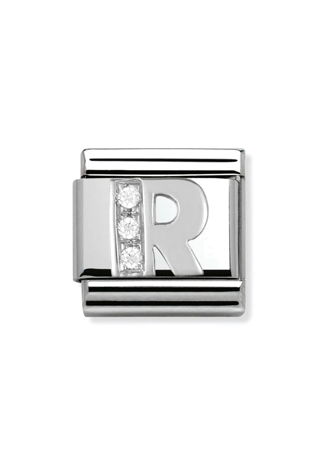 Alphabet 925 sterling Silver with CZ R