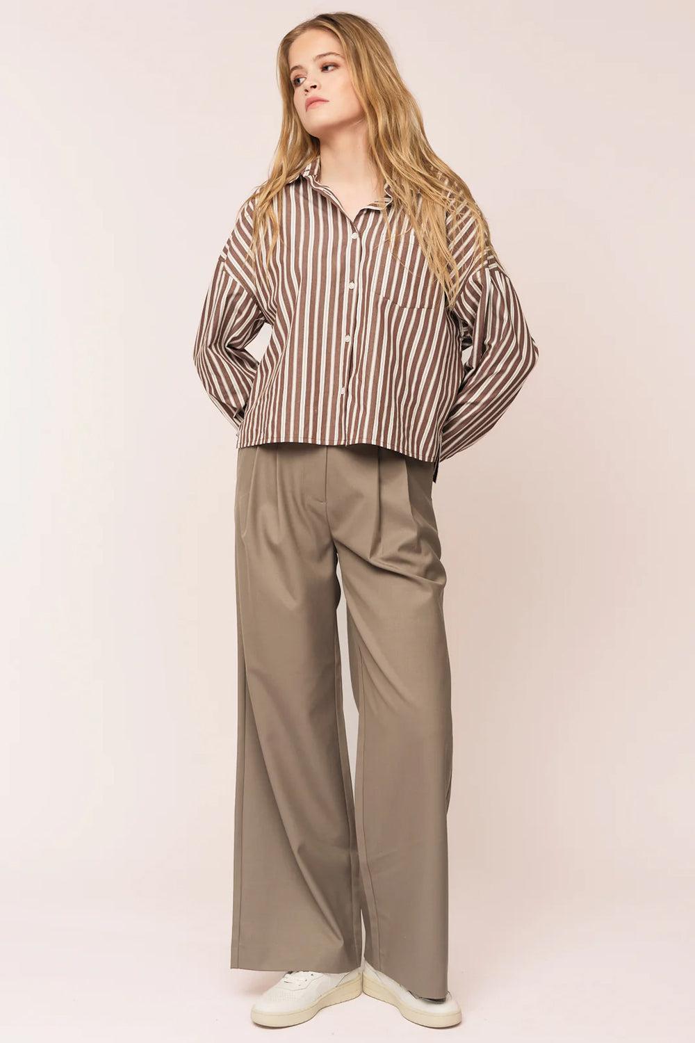 Alvi Boxy Shirt Plum Stripe