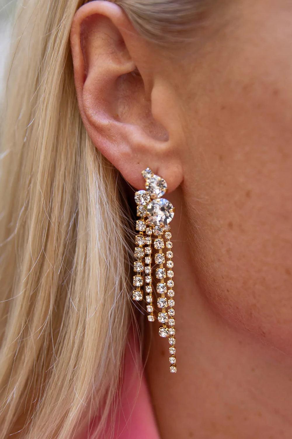Amy Earrings Gold Crystal