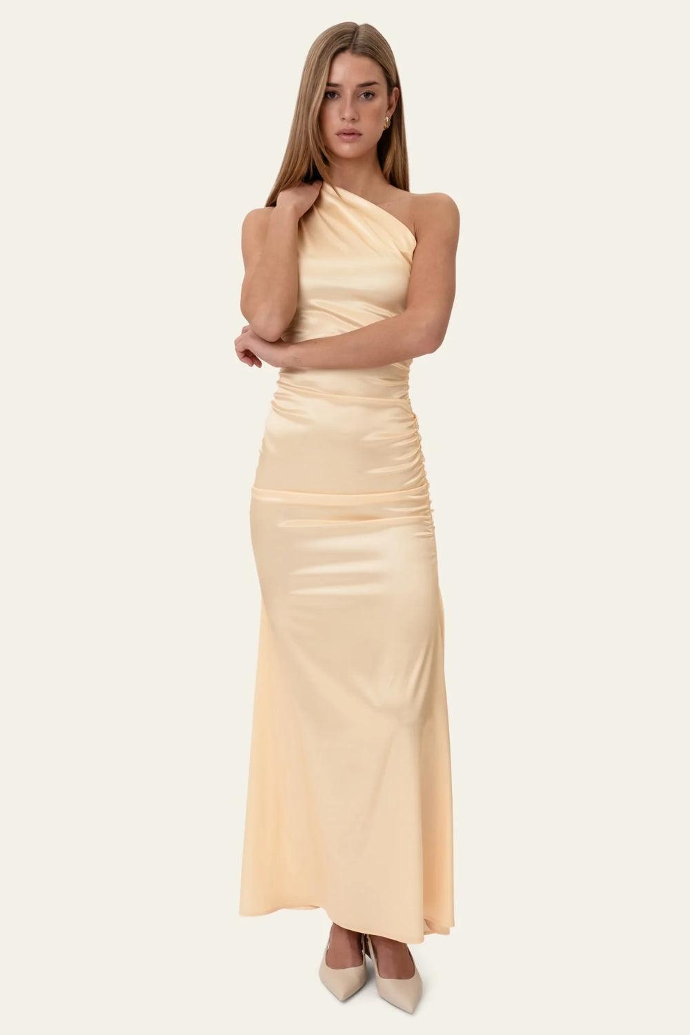 AndreaIC Satin Maxi Dress Yellow