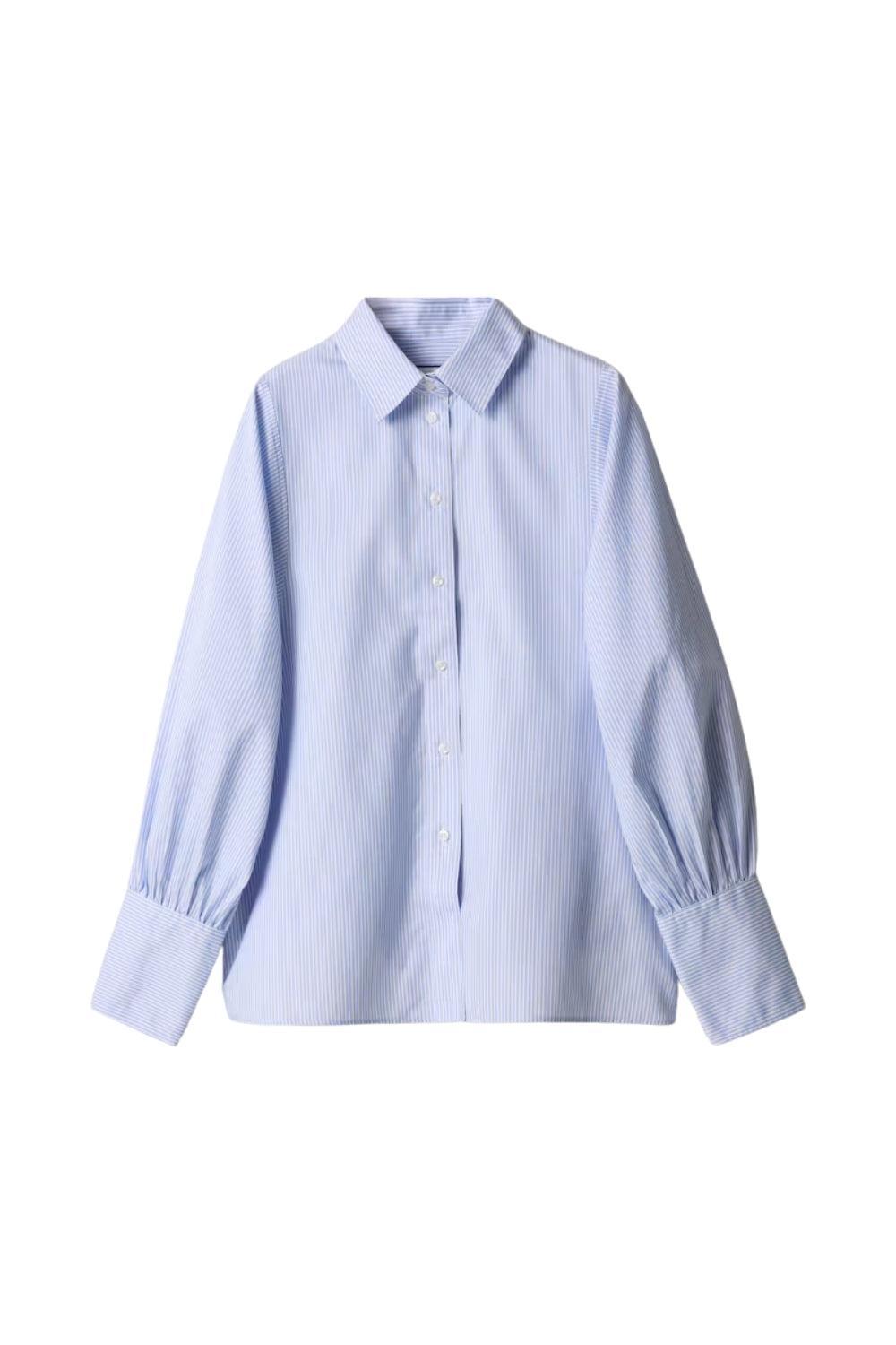 Anne Striped Shirt Skyblue/White