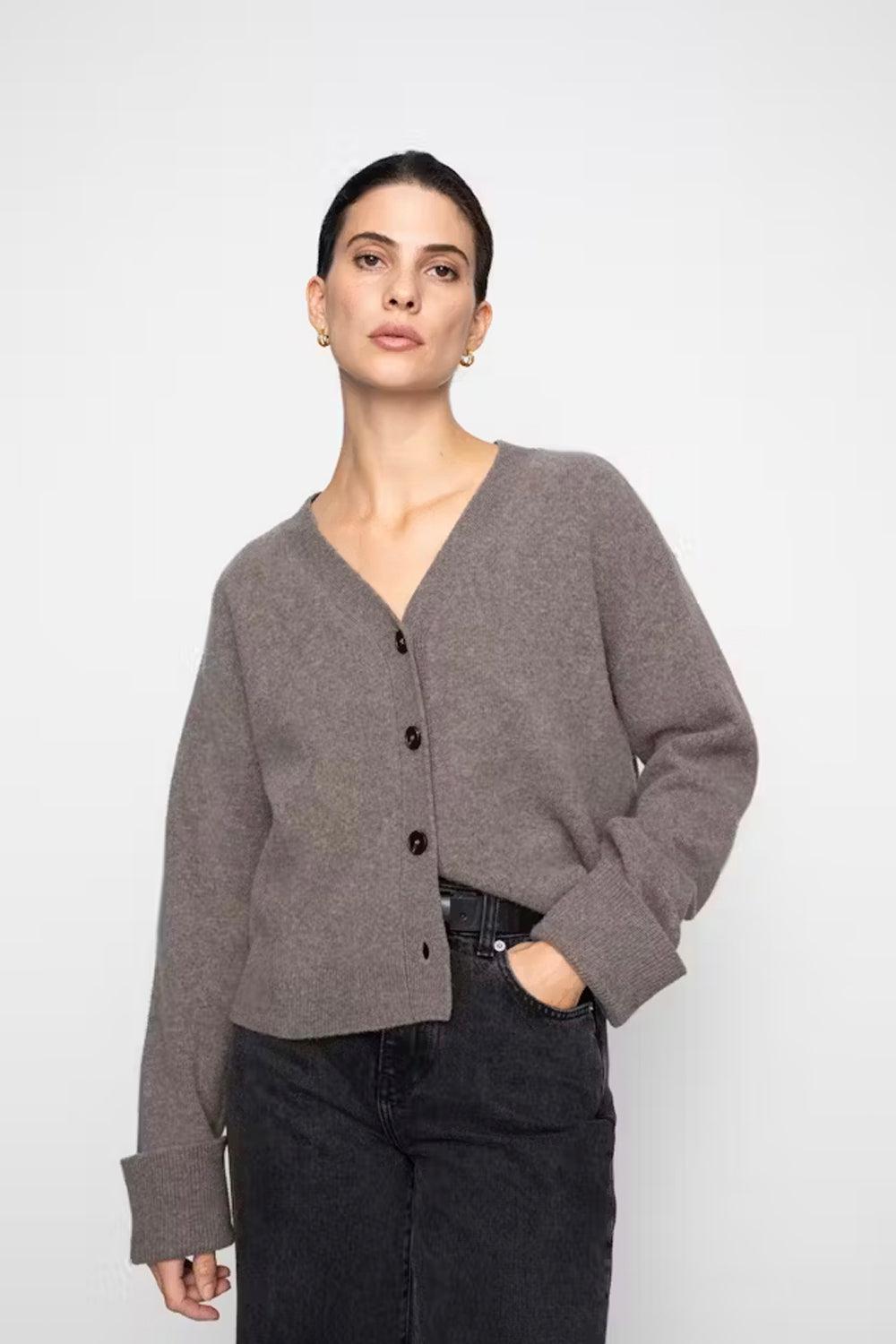 Aria Knit Cardigan Dark Taupe