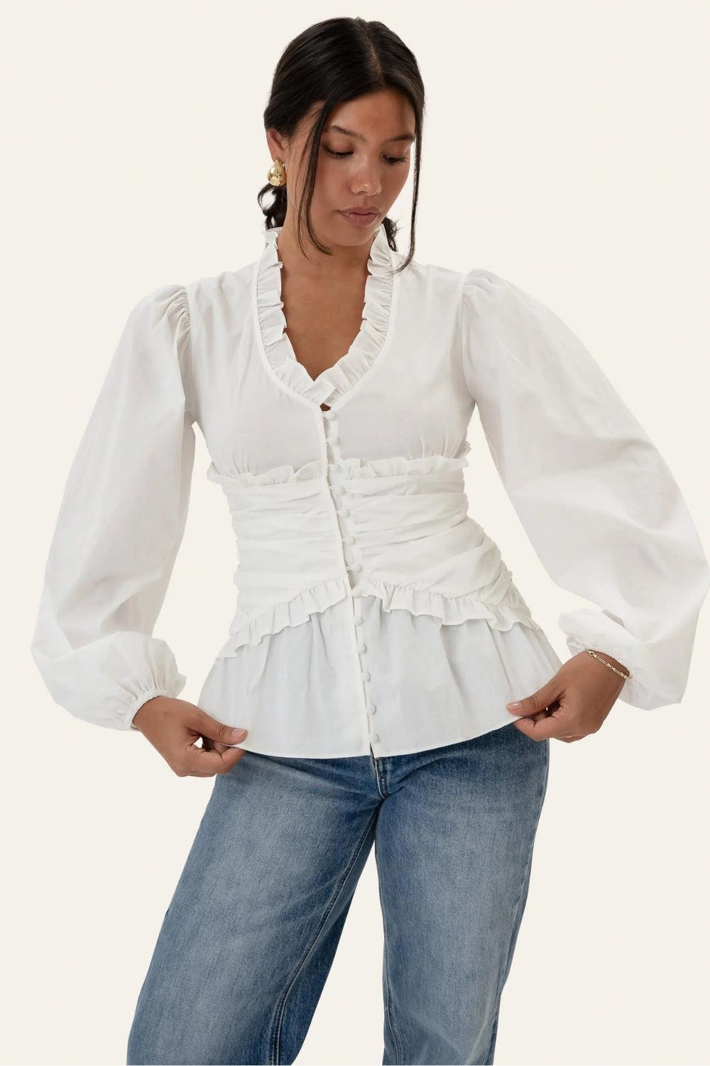 ArielIC LS Blouse White