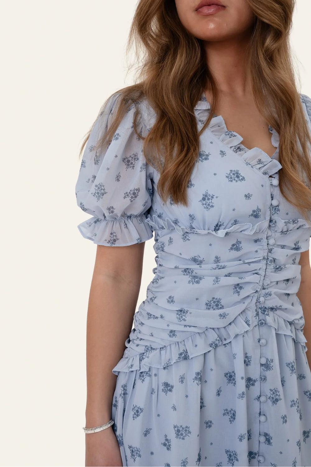 ArielIc Dress Blue flower Print