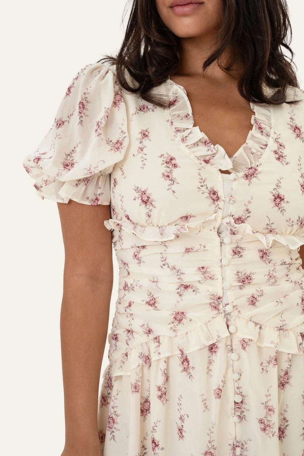 ArielIc Dress Off White Vintage Rose