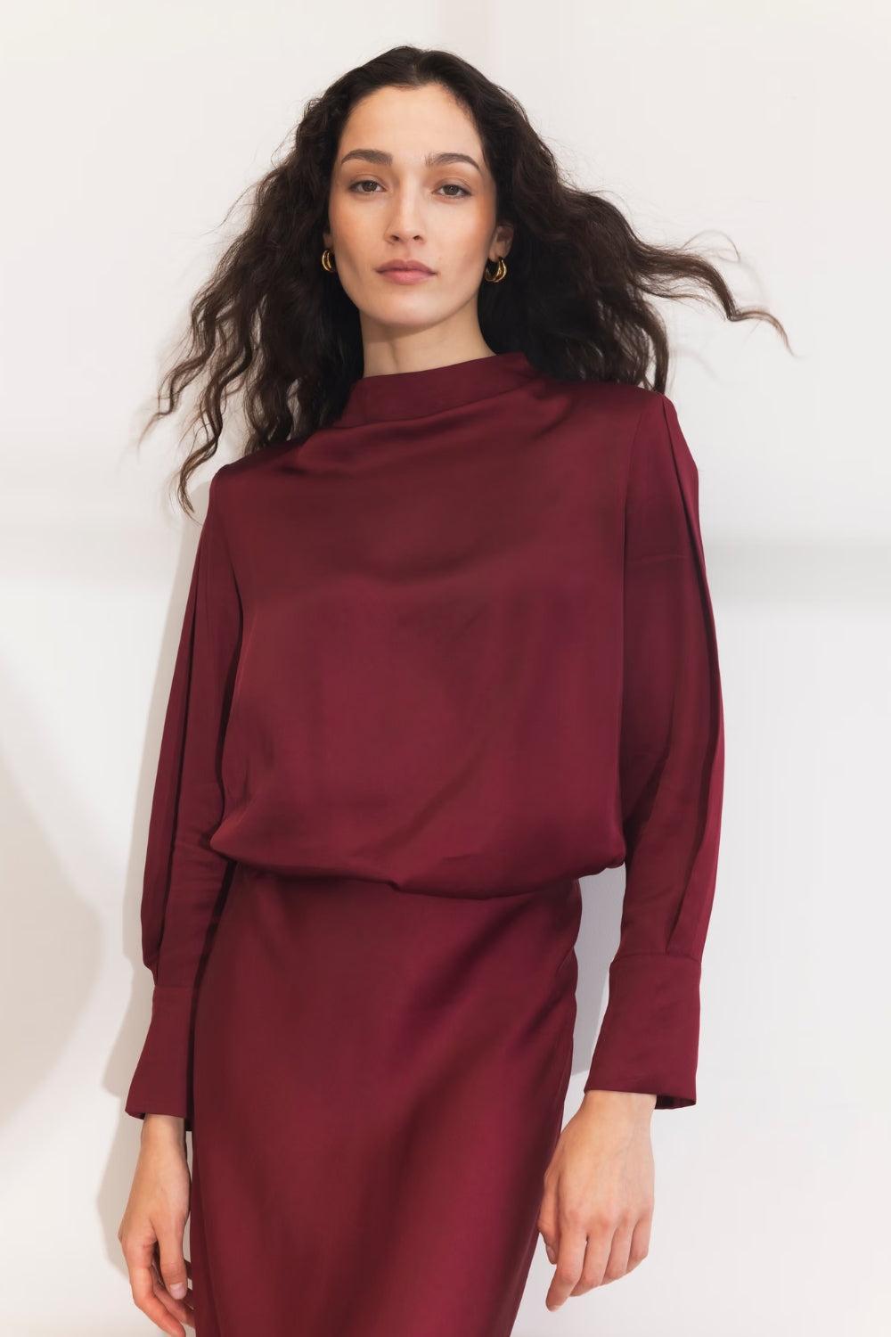 Arlene Blouse Dark Red
